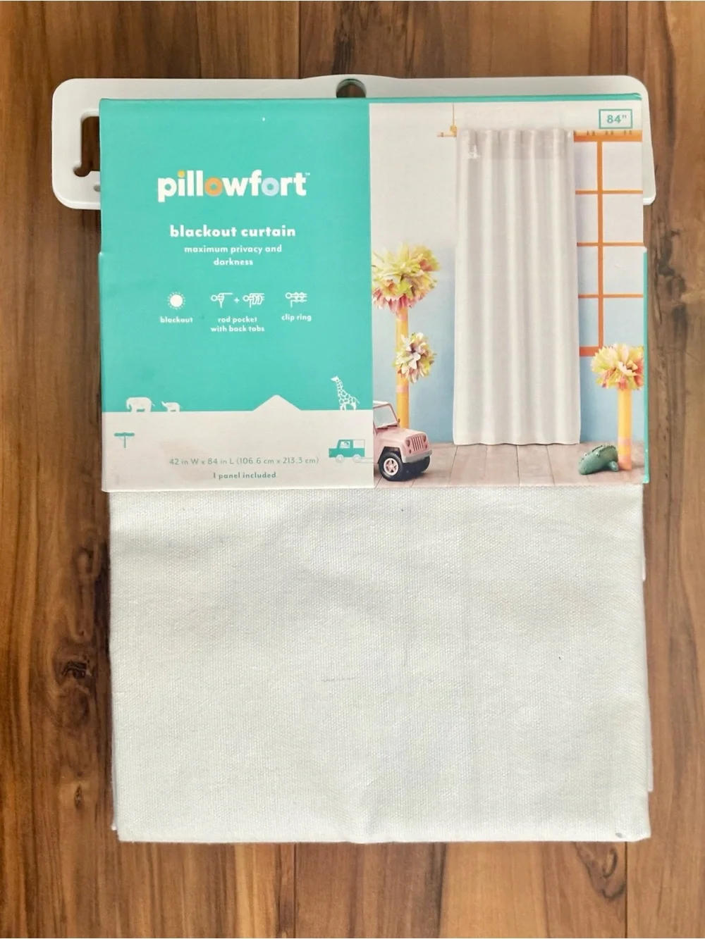 2 Pillowfort Cream Chambray Color Blackout Curtain Panels 42”=W, 84”=L